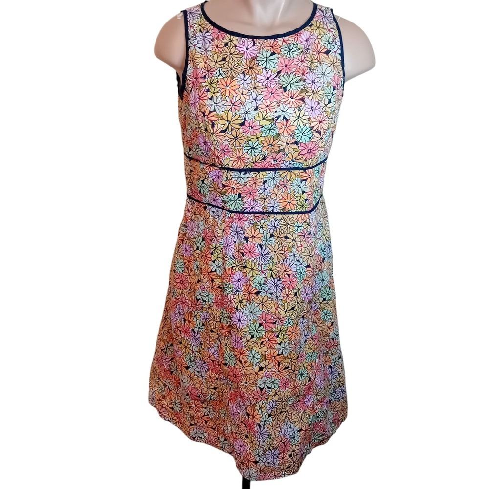David Brooks Petite Floral Print Watercolor Dress Colorful Fit & Flare Spring 8P